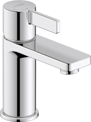 Duravit D-Neo Small Basin Mixer Tap (Spout Height 87mm) Bathroom Tap with Energy Saving FreshStart Function, Chrome