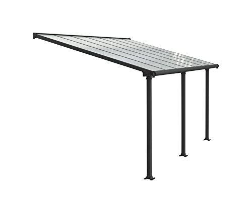 Canopia by Palram Terrassenüberdachung Alu Olympia 3X4.25 Polycarbonat Hohlkammerplatten Pergola 425 x 295 cm Grau zur Überdachung ihrer Terrasse