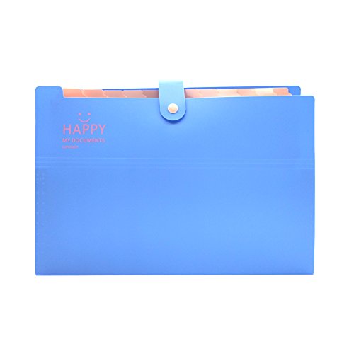 A4 Expanding File Folder, Multiple-Pocket, Document Organizer, With Blank Label Tab, Snap Button Closure, Waterproof, Durable, Colorful (12-Pockets-Blue)