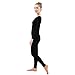 Ensnovo Womens Spandex Bodysuit Long Sleeve Scoop Neckline Footless Unitard Black,L