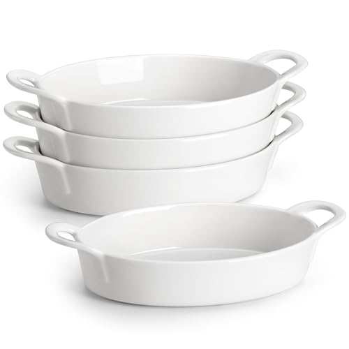 MALACASA Small Casserole Baking Dishes for Oven, Ceramic Oval Baking Dish Sets of 4, 8