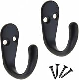 Select Hardware 2x Matte Black Single Robe Coat Hooks Wall Door Mount Bathroom