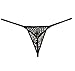 Men's Hollow Thong Lace Mini Bikini Bound Pouch T-Back Jacquard Male Underwear G-String Black L