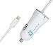 iPhone 7 6s Car Charger, Lentus Lightning Car Charger Adapter for iPhone 7 6/6s 6 Plus with extra 2.1A High Speed USB port, White (White)