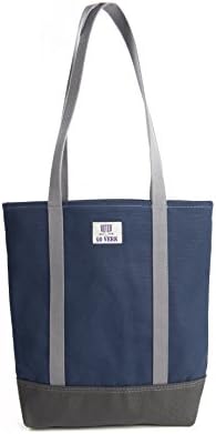 Travel Office Open Tote Bag Heavy Weight Cotton Canvas Go Verk (Medium, Navy Blue / Charcoal Grey / Grey)