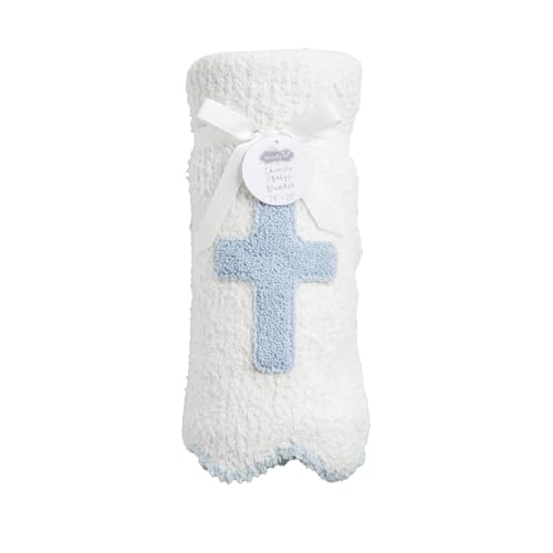 Mud Pie Kids' Blue Cross Chenille Blanket