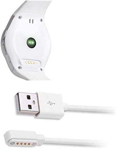 Charging Cable for Smart Watch Models: GT88, GT68, KW08, KW18, KW88, KW98, KW99, KW 28, FS08, GV68 & KW06. A 4 Pin Magnetic Suction USB Charging Cable for Bluetooth Smartwatches (White)