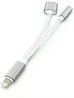 2 in 1 Lightning to 3.5mm iphone 7 Adapter, Lightning Charger, Lightning to 3.5mm Aux Headphone Jack Adapter for iphone 7 / 7 plus (Silver)