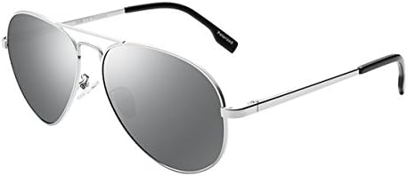 KOMNY Sunglasses male bias driving mirror sunglasses girl driving Polarized Sunglasses 3025,Silver frame ash 1