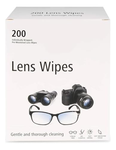 Toallitas de Limpieza para Lentes 200 Unidades (2 PAQUETES) Prehumedecidas, para Lentes, No Mancha, No Raya