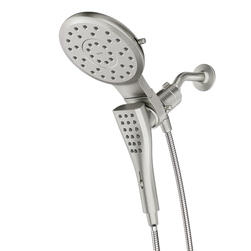 Moen 220C3BN Verso Sprühkopf mit 8 Funktionen, 17,8 cm Durchmesser, Standard mit Handbrause, gebürstetes Nickel, 182,9 cm Schlauch