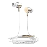 Earbuds Headphone, TOOPOOT 3.5mm Jack In-Ear Wired Earphone with Mic Headphone for Samsung Iphone (gold)