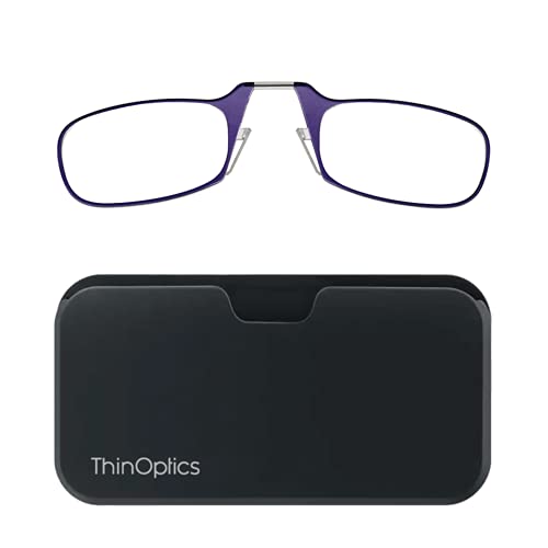 ThinOptics Pod Reading Glasses - Slim Armless Pocket Readers - Black, Purple 1.5x