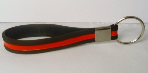 Firefighter Thin Red Line Decal Sticker Silicone Wristband Keychain