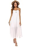 Poetsky Women's Strappy Casual Loose Boho Chiffon Halter Sleeveless Long Maxi Beach Party Dress
