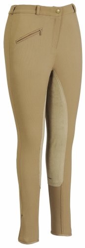 TuffRider Women's Ribb Lowrise Full Seat Breeches (Regular), Taupe, 30