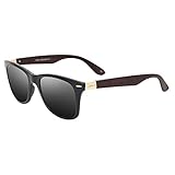 JULI Mens Womens Fashion Wayfarer Wood Bamboo Printed Black Frame Black Lens Wrap 52MM Sunglasses 4195WN