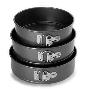 K.T.S Teflon Coated Spring Form Cake Mould Pan Set, Baking Tray, Removable Cake Mould, 3 Pcs, Black