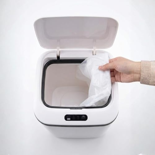 Kirk Lixeira Automática Inteligente com Sensor de Aproximação 16L | Abertura Sem Toque, Design Moderno Minimalista, Vedação Anti-Odor | Silenciosa para Banheiro, Cozinha e Escritório (Branco)
