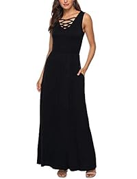 Vestidos largos sin mangas de verano Zattcas para mujer Vestidos largos casuales con bolsillos