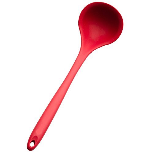 Generic Silicone Ladle Spoon In Hygienic Solid Coating Cherry Red