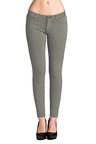 Lucky Twenty One L21 Womens 5 Pocket Slim Fit Stretch Ponte Pants, Charcoal, Medium