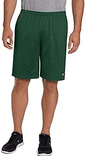 Champion Men's Long Mesh Short with Pockets, Dark Green, Large