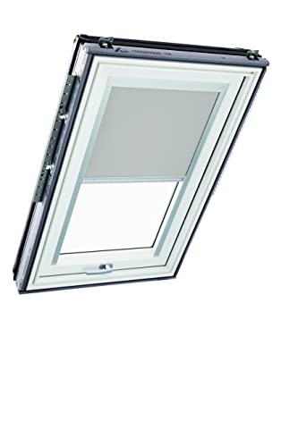 Original Roto Verdunkelungsrollo ZRV - Nahezu vollständige Verdunkelung - Führungsschiene Silber - Dachfenster Baureihe Designo R6/R8, i8 und Classic 64/84 - Größe 074/098 | 07/09 - Farbe Hellgrau
