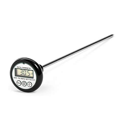 Indoor Outdoor Digital Large Display Temperature Monitor Multifunctional Weather Station,Folding Probe Barbecue Grill Food Electronic Probe Oil Weather Thermometers for Home,Car,Office (Black)