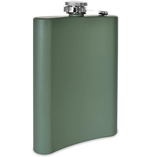 Premium 8 oz Matte Green Flask 304 (18/8) Stainless Steel Leak