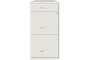 Hirsh Industries Space Solutions 18in Deep 3 Drawer Metal File Cabinet Pearl White, Letter Size, Fully Assembled