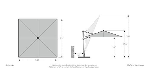 doppler Sonnenschirm SP-AZ 320x240 Rechteckiger Ampelschirm - 360° drehbar - Neigbar - ca. 320 x 240 cm - Greige-Taupe – Bild 4