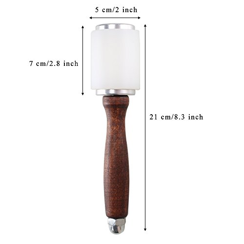 ManYee Wooden Handle Nylon Mallet Carving Hammer Professional Leather Working Maul Sew Leather Cowhide Tool Kit for DIY,Stamping,Leatherwork,Shoemaking,10.65oz 302g - Thumbnail 2