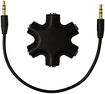 Vellhater Headphone Connector Cord Cable Splitter Adapter Headset Hub with 6 Ports (Black)