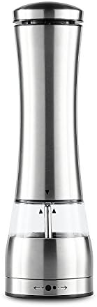 iYaYoo Premium Electric Salt and Pepper Grinder,Brushed Stainless Steel Mills with Adjustable Ceramic Rotor, Ergonomic Design Salt and Pepper Shakers for Himalayan Salt, Pepper and Other Spices