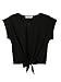 Persun Women Black Lace Up Front Split Side Plain Blouse,Black,Small