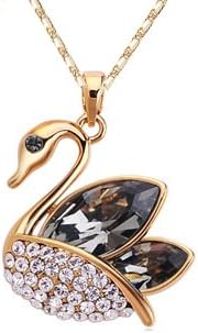 TIDOO Jewelry Womens Fashion Eternal Love Swarovski Elements Clear Crystal Swan Pendant Charm Necklace 18K Gold/Platinum Plated