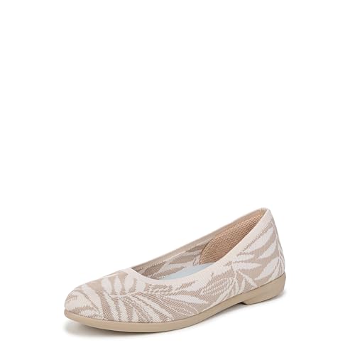 Bzees For Lifestride Women’s Kit Ballet Flat, Beige/Eggnog Leaf Print, 9