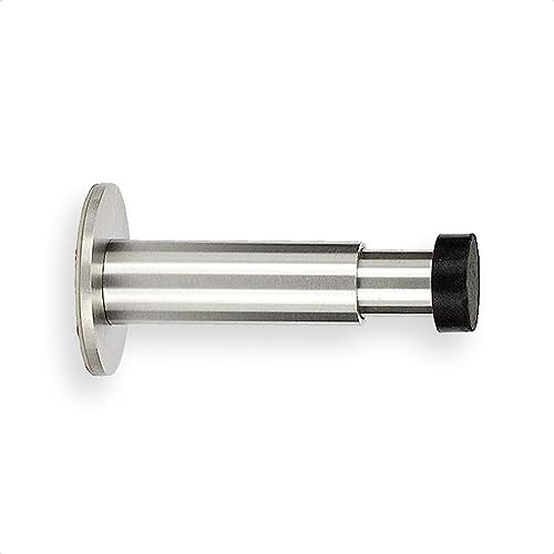 EVI Herrajes | 0,77¨x 3,5¨ extendable to 4,72¨ | Dual Installation Adhesive or Screw | Stainless Steel | Satin Matte | Black Natural Silicone Rubber | Includes Screw + Fixing Plug | Mod. I-182-DUAL