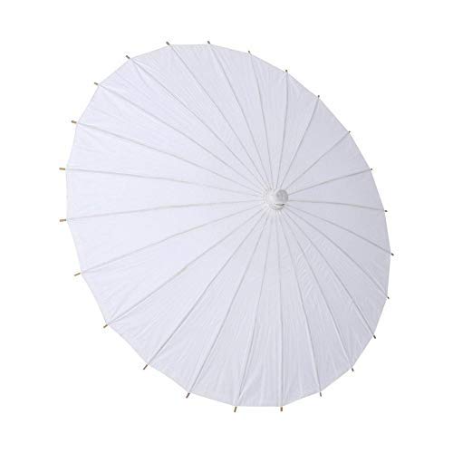Zerodis White Wedding Paper Umbrella Favor Bridal Parasol for Party Decoration Photograph Accessory Art Display (42cm)