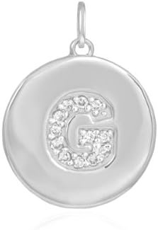 10k White Gold Diamond Charm Disc Initial Letter G Pendant
