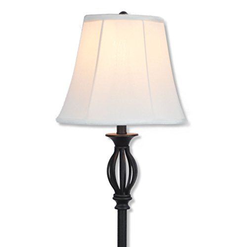 Light Accents Traditional Iron Scrollwork Floor Lamp, Bronze with Fabric Shade