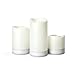 Ivory Solar Flameless Pillar Candles, Rechargeable, Warm White LEDs, Outdoor Use, Batteries Included - Set of 3