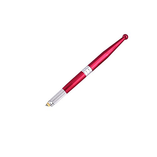 Tattoo Manual Pen Hand Tattoo Pen Professional Eyebrow Micro Needles Pen Handmade Tattoo Pen for Permanent Eyebrow Lip Color Red Professional Manual Eyebrow Tattoo Pen Blade