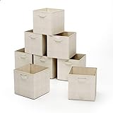 Home-Complete Beige Closet Organizer-Fabric Storage Basket Cubes Bins-6 Cubeicals Containers Drawers