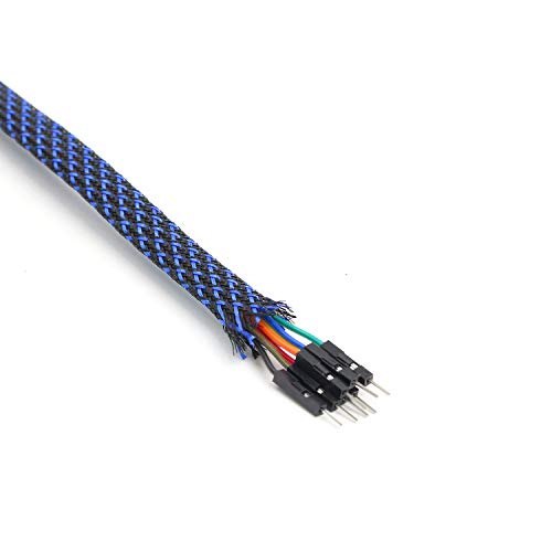 PET Expandable Braided Sleeving Flexo wire Cable Sleeve (0.32" 100ft Black with Blue) Striveday