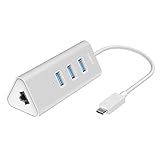 AUKEY USB C Hub with Ethernet Adapter, 3-Port USB 3.0, Aluminum Body for MacBook, Chromebook and More