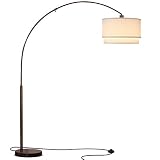 Brightech Mason LED Arc Floor Lamp with Marble Base - Living Room Pole Lighting - Modern, Tall Standing Hanging Light Fits Behind The Couch Or in A Corner - Bronze