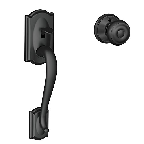 Schlage FE285 CAM 622 GEO Camelot Trim Lower Half Front Entry Handleset with Georgian Knob, Matte Black