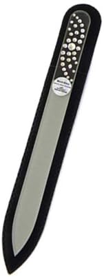 Clear Crystal Glass Nail File embossed with 31 genuine Swarovski crystals in Black Velvet Sleeve and attractive silver coloured presentation box – Limited Edition